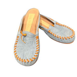 Jim Barnier Women's Size 10 Blue Moc Clog Leather Contrast Stitching Free People